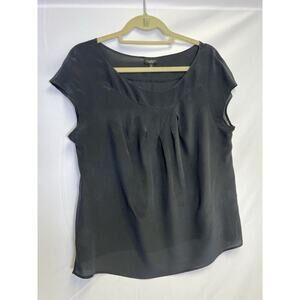 VTG Talbots 100% Silk Round Neck Top Blouse Black Womens Size 12
